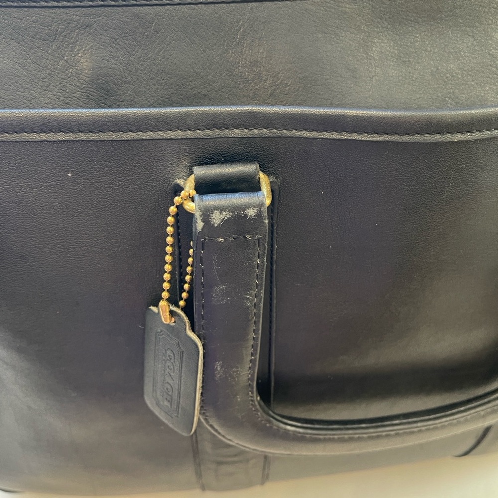 Coach VTG Black Leather Briefcase Tote Structured Top Handle Work Laptop Bag USA - Picture 7 of 17